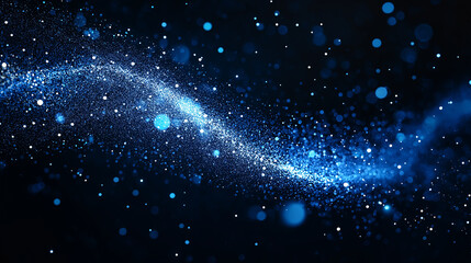 Wall Mural - Cosmic Stream: A mesmerizing swirl of luminous blue particles against a deep, dark backdrop, evoking the vastness and mystery of the cosmos.