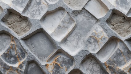 Wall Mural - Textured stone wall surface with geometric pattern and contrasting colors of gray and beige tones