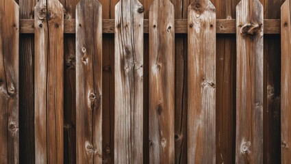 Wall Mural - wooden fence with vertical planks weathered texture and natural color variations detailed background pattern