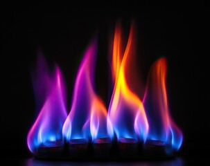 Colorful flames on black background