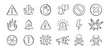 © Yanka - Warning doodle hand drawn icons set. Danger drawing sketch signs