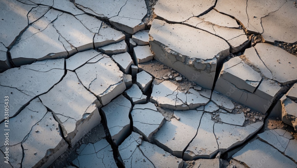 Cracked and dry earth surface with angular fissures showcasing drought ...