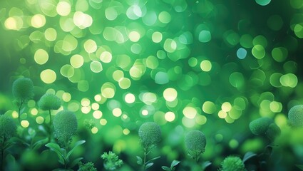 Wall Mural - green abstract background with blurred bokeh effect and soft focus on plants and foliage. vibrant na