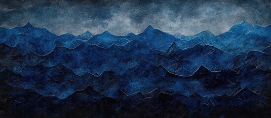 Aufkleber - Textured background of deep blue and black grunge paper with layered waves, featuring a stylish artistic look in dark and moody tones.