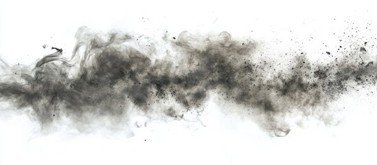 Aufkleber - Gray abstract stain on white background creating a weathered impression with fluid shapes and smudged edges emphasizing unique texture and contrast.