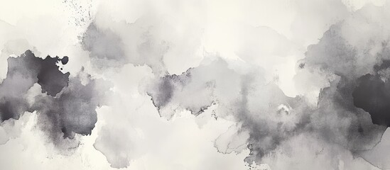 Leinwandbilder - Serene abstract watercolor background in shades of grey with soft fluid designs, featuring light and dark gradients for an artistic atmosphere.
