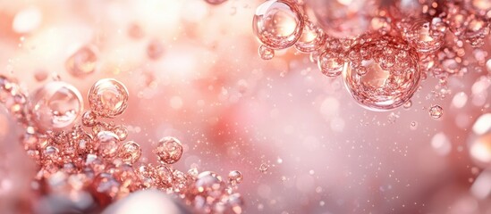 Aufkleber - Soft pink background with a sparkling rose gold bokeh effect, featuring defocused bubbles and glimmers for a festive and elegant atmosphere.