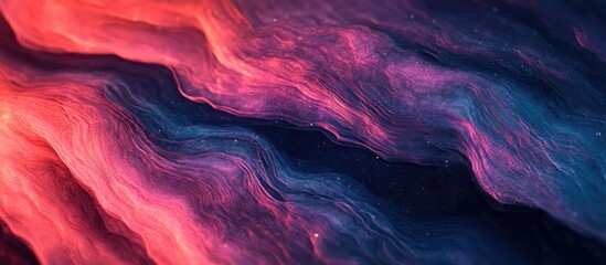 Aufkleber - Vibrant pink and deep blue abstract waves flowing diagonally across the canvas creating a sense of motion and depth in the textured background.