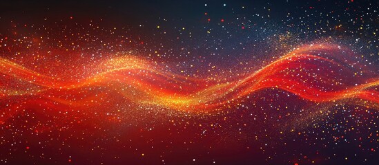 Leinwandbilder - Vibrant red and orange abstract bokeh waves with sparkling glitter on a dark background creating an artistic and dazzling wallpaper effect