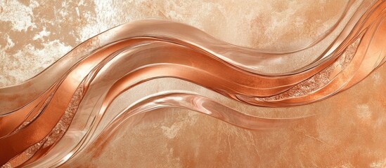 Fototapete - Elegant flowing waves in shades of copper and beige create a luxurious texture on a soft background, ideal for modern design concepts.