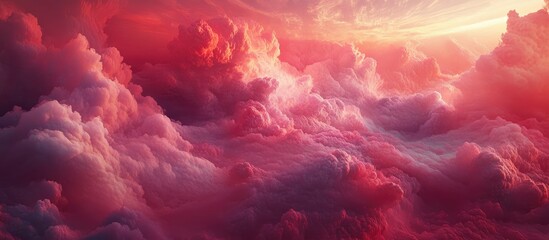 Leinwandbilder - Soft dreamy background with a mix of pink and red hues creating a vibrant cloudy atmosphere, blending colors seamlessly for a tranquil effect.