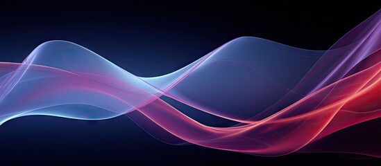 Leinwandbilder - Abstract wave design featuring smooth flowing lines in shades of blue, pink, and purple on a dark gradient background. Elegant and dynamic composition.