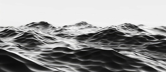 Poster - Monochrome abstract waves with smooth textures in black and white, layered undulating forms with ample copy space at the top for text placement.