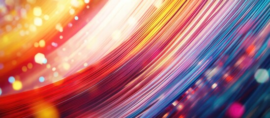Leinwandbilder - Vibrant abstract background with swirling red, pink, orange, and blue hues, featuring soft light bokeh effects and dynamic flowing lines.
