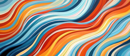 Leinwandbilder - Vibrant abstract composition with flowing waves in red, orange, blue, and yellow hues creates a dynamic and energetic backdrop for creative projects.