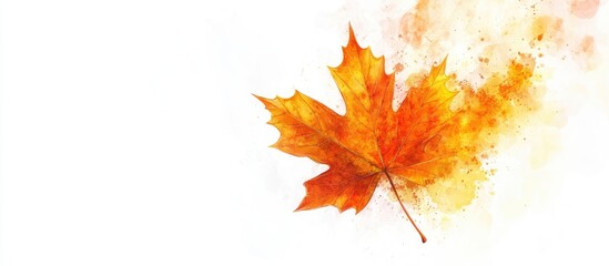 Aufkleber - Vibrant autumn maple leaf in yellow and orange hues isolated on a clean white background, featuring detailed textures and natural edges.