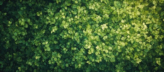 Poster - Lush green forest canopy viewed from above showcasing a vibrant rainforest ecosystem with varying shades of green textures and rich vegetation.