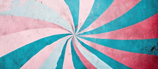 Leinwandbilder - Colorful spiral design with pink and turquoise stripes emanating from the center, creating a vintage aesthetic on a textured background.