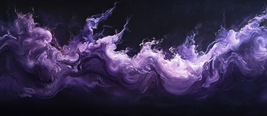 Fototapete - Abstract representation of vibrant purple flames swirling with smoke on a dark backdrop creating a dramatic and powerful visual experience