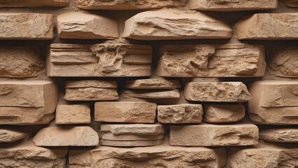 Wall Mural - textured natural stone wall with irregular shapes and earthy color tones for architectural backgroun
