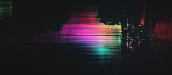 Leinwandbilder - Vibrant abstract digital art featuring dark hues with vertical streaks of magenta, teal and green, creating a dynamic, energetic composition.