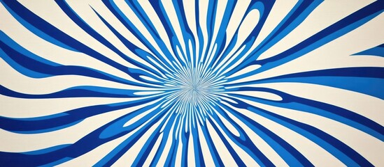 Aufkleber - Intricate blue and white kaleidoscope optical illusion with swirling patterns radiating from the center creating a vintage style background design.