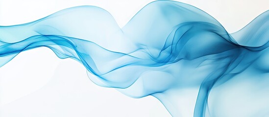 Aufkleber - Flowing transparent blue waves on a light background creating a serene abstract design with ample space for text elements ideal for banners.