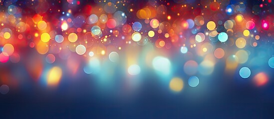 Poster - Vibrant bokeh lights in warm gold orange and cool blue hues create an enchanting abstract background with a soft-focus gradient effect.