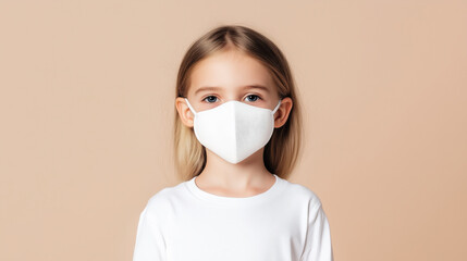 Child wearing medical face mask