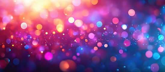 Poster - Colorful bokeh lights of pink purple and blue hues creating a dreamy vibrant background with shimmer and soft glow effect throughout the image
