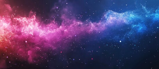 Aufkleber - Vibrant cosmic nebula of pink and blue hues expanding across a dark night sky with sparkling stars creating a captivating celestial scene.