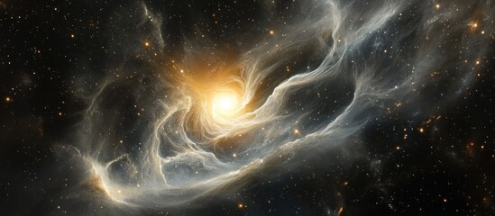 Aufkleber - Colorful cosmic swirl with bright golden star at center against dark backdrop, ideal for space themed backgrounds or wallpapers.
