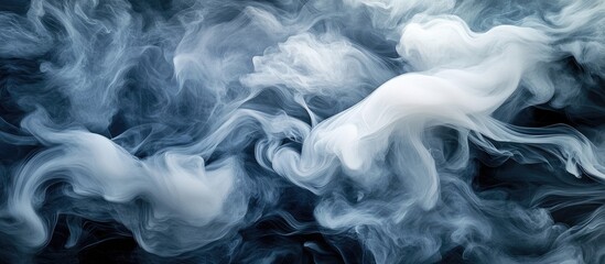 Aufkleber - Abstract grey and white smoke waves on dark background creating fluid artistic patterns with soft textures and flowing movements in dynamic composition