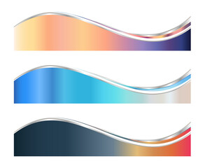 3D Letterhead Divider Template, Business Separator Footer Illustration Set with Colorful Waves