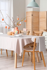 Wall Mural - Stylish interior of dining room with Easter table setting