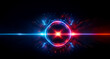 © joeycheung - Vibrant, abstract energy core with radial blue and red light bursts from a central glowing orb on a dark backdrop. Dynamic and luminous visual element.