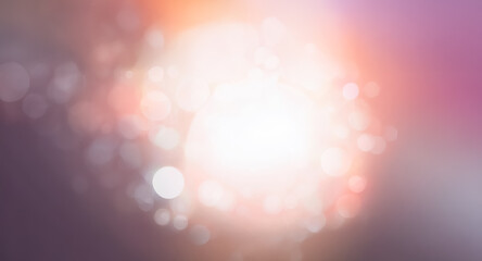 Wall Mural - soft abstract background with a bright central light and bokeh circles. pink, orange, and white colo