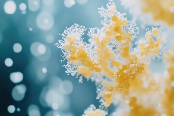 Wall Mural - A close-up shot of a yellow flower with water droplets on its petals