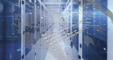 Wall Mural - Image of digital data processing over computer servers