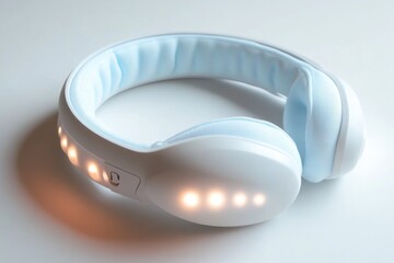 a pair of headphones placed on a table with no one using them, perfect for a still life or interior 