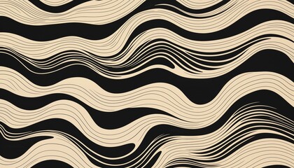 Wall Mural - abstract wavy background black and ivory beige