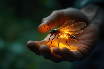 Wall Mural - A close-up of a person grasping a small insect, often used for educational or scientific purposes