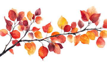 Wall Mural - colorful autumn leaves branch in watercolor style