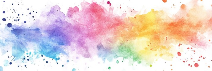Aufkleber - Multicolored watercolor splash creating an artistic and vibrant background for creative projects. Generative AI