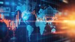 © Imaginebuddy - A digital background with stock market charts and a world map, displaying an investment chart, finance chart