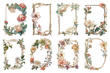 Wall Mural - png elegant floral vintage frames collection, element set on transparent background