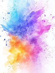 Poster - Colorful watercolor splash blending vibrant hues of blue, purple, orange, and pink with dynamic textures and patterns. Generative AI