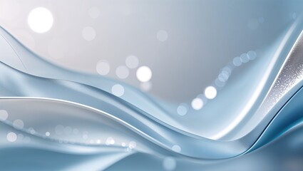 Abstract Gradient Light Blue and Silver Wavy Background with Bokeh and Glitter Highlights