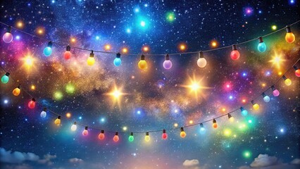 Wall Mural - starry night sky with vibrant display of colorful lights, twinkling, glowing, twinkling, glowing