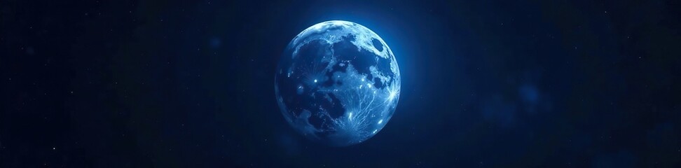 Wall Mural - Blue Earth as a crescent against dark lunar background, earth, moon